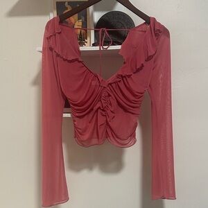 Urban Outfitters Pink Ruffled Blouse